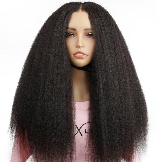 front of 2x6 kinky straight hd closure wig