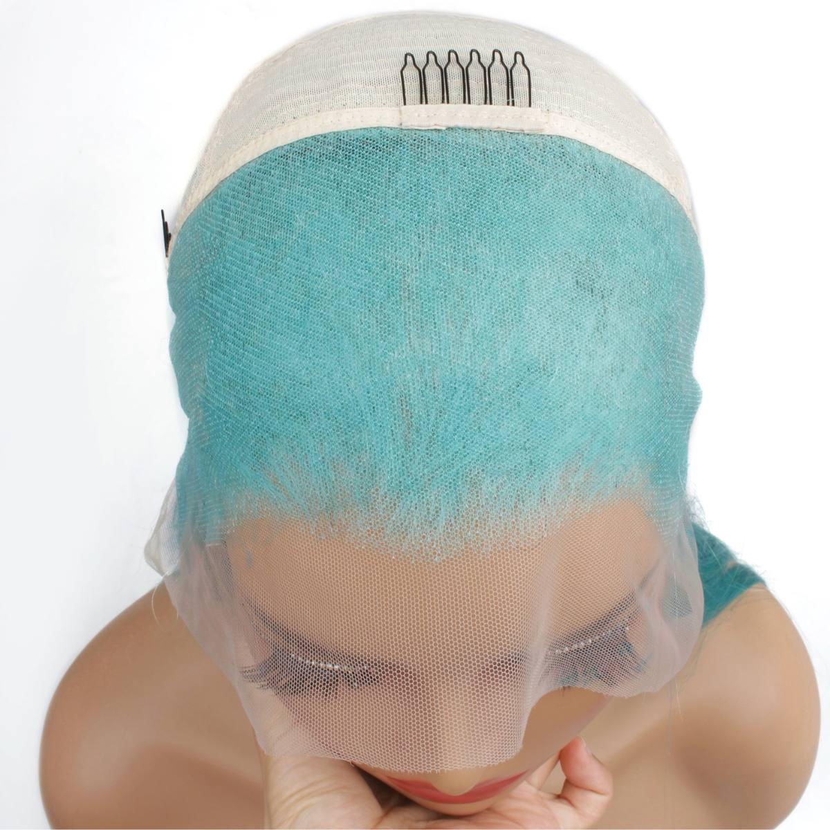 inside of lace for Aqua Blue Straight 13x4 Transparent Lace Front Wig