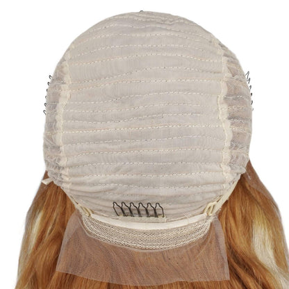 adjustable strap inside Copper Blonde Highlight Straight 13x4 Transparent Lace Front Wig