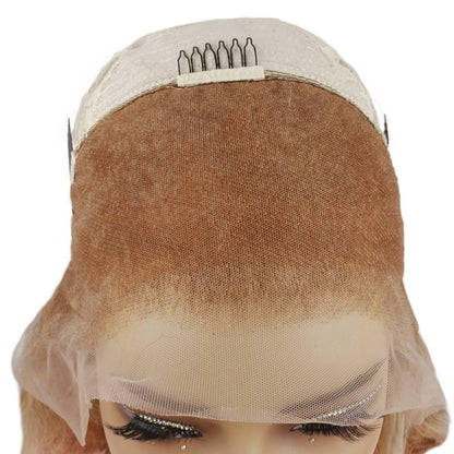 inside cap view of lace for Copper Blonde Highlight Straight 13x4 Transparent Lace Front Wig