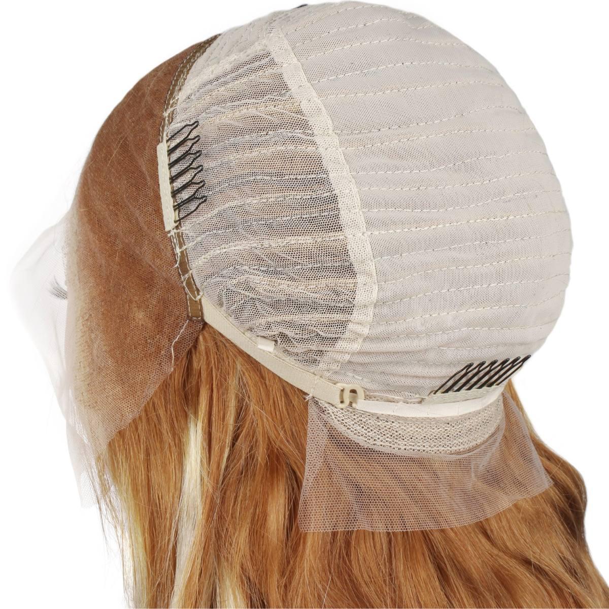 back of cap for Copper Blonde Highlight Straight 13x4 Transparent Lace Front Wig