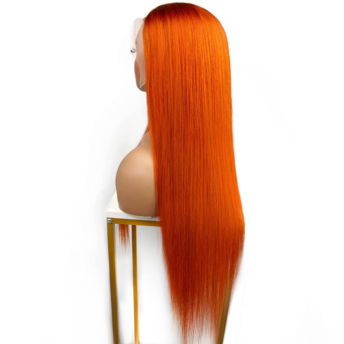 back view of Copper Straight 13x4 Transparent Lace Front Wig