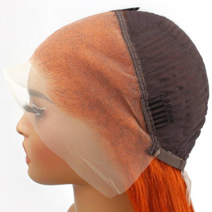 lace and cap of Copper Straight 13x4 Transparent Lace Front Wig