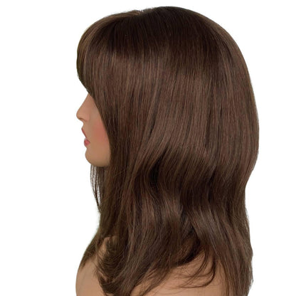 Dark Brown Capless Straight Bang Wig