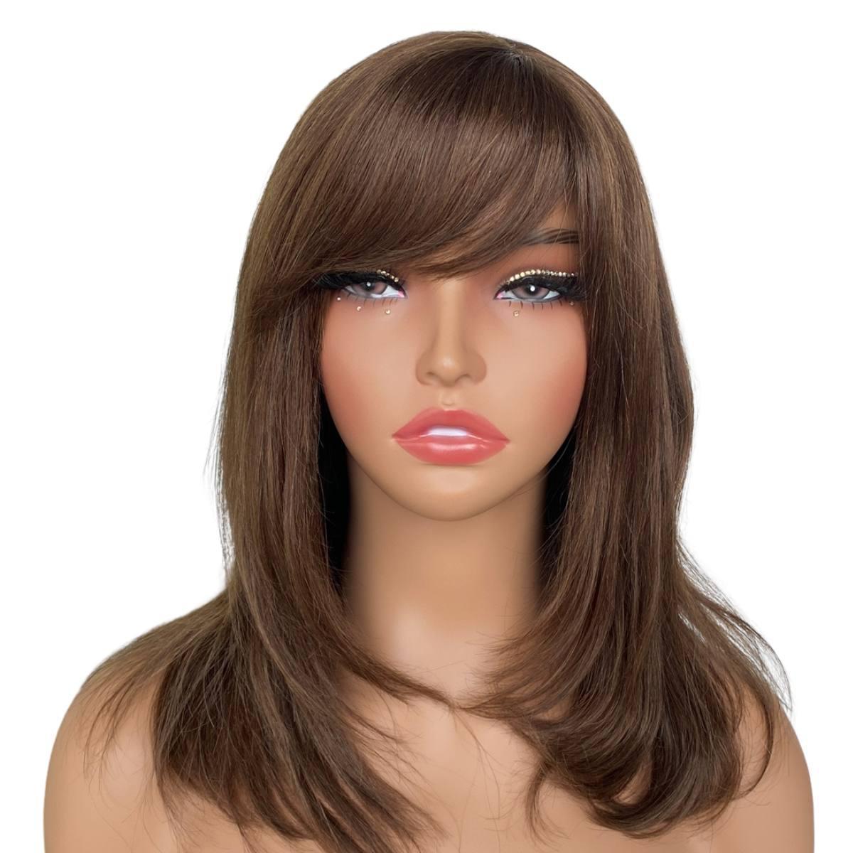 Dark Brown Straight Capless Bang Wig 1