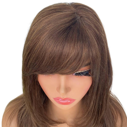 Dark Brown Straight Capless Bang Wig Front