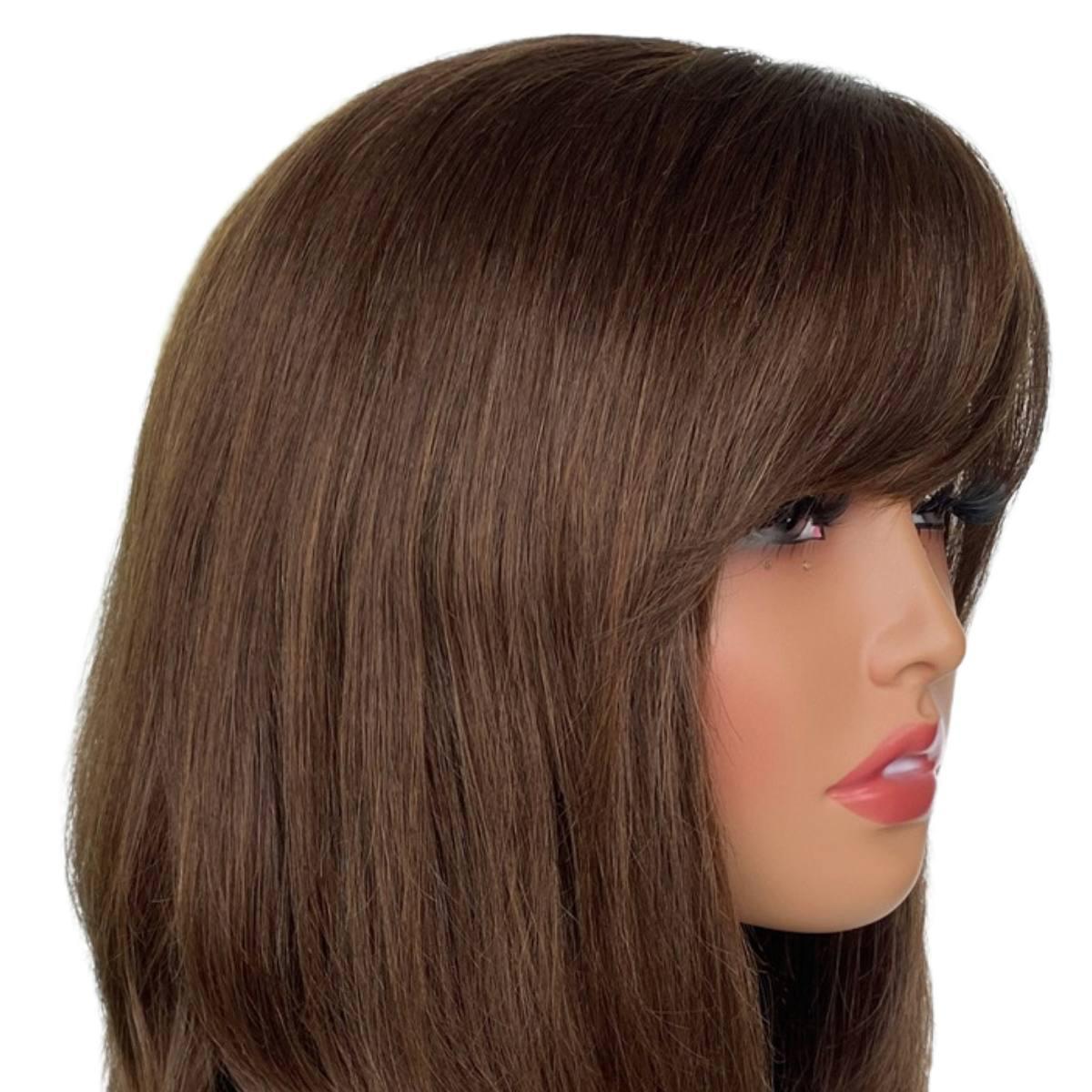 Dark Brown Straight Capless Bang Wig Side 1