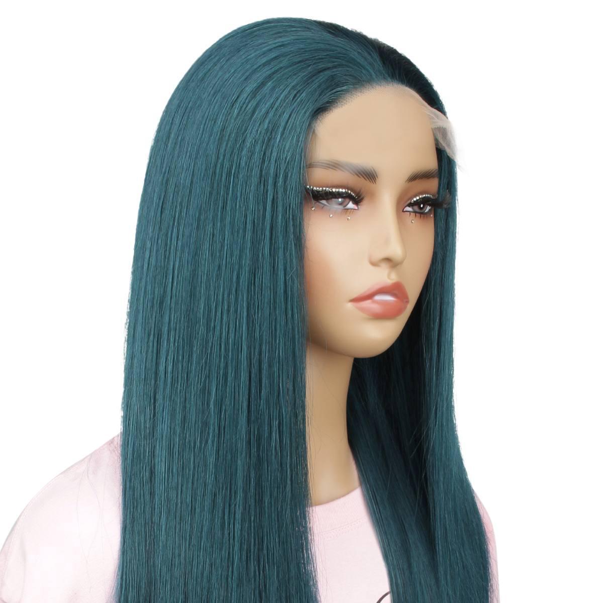 Dark Green Straight 5x5 Transparent Wig