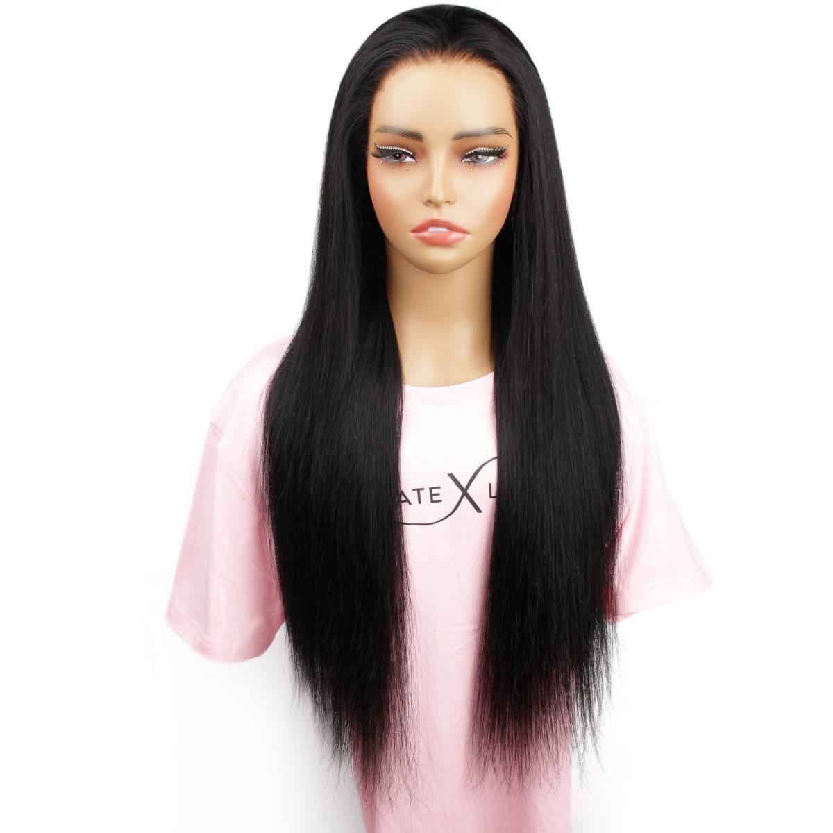 front view of jet black hd lacefront wig
