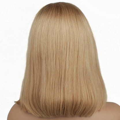 Honey Blonde Capless Straight Bob Bang Wig