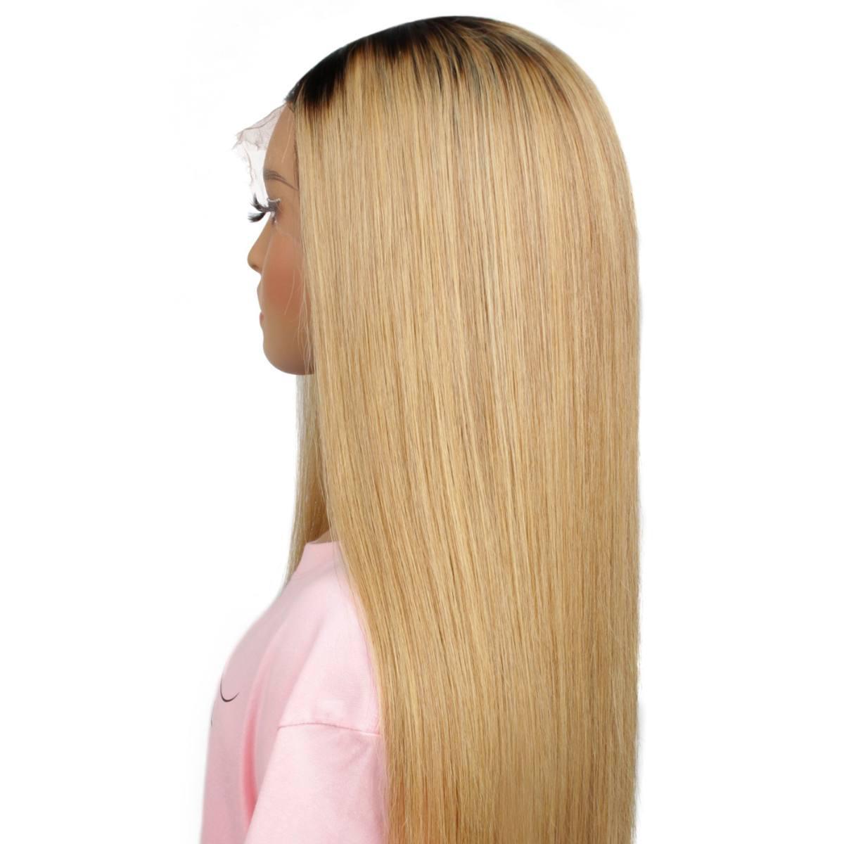 back side of Honey Blonde Ombre Straight 13x4 HD Lace Front Wig