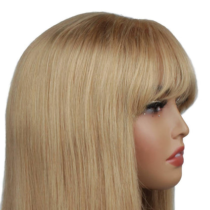 Honey Blonde Straight Capless Bob Bang Side