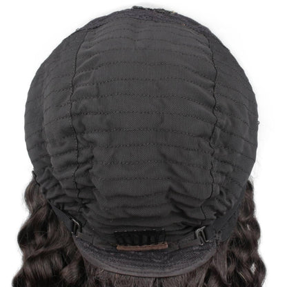 Back of cap view italian curl v part wig