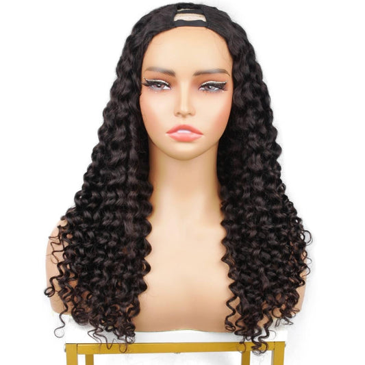 front view of italian curl v part wig