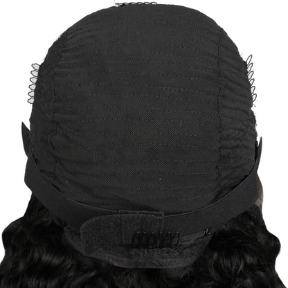 back of cap for jet black deep wave hd lacefront wig