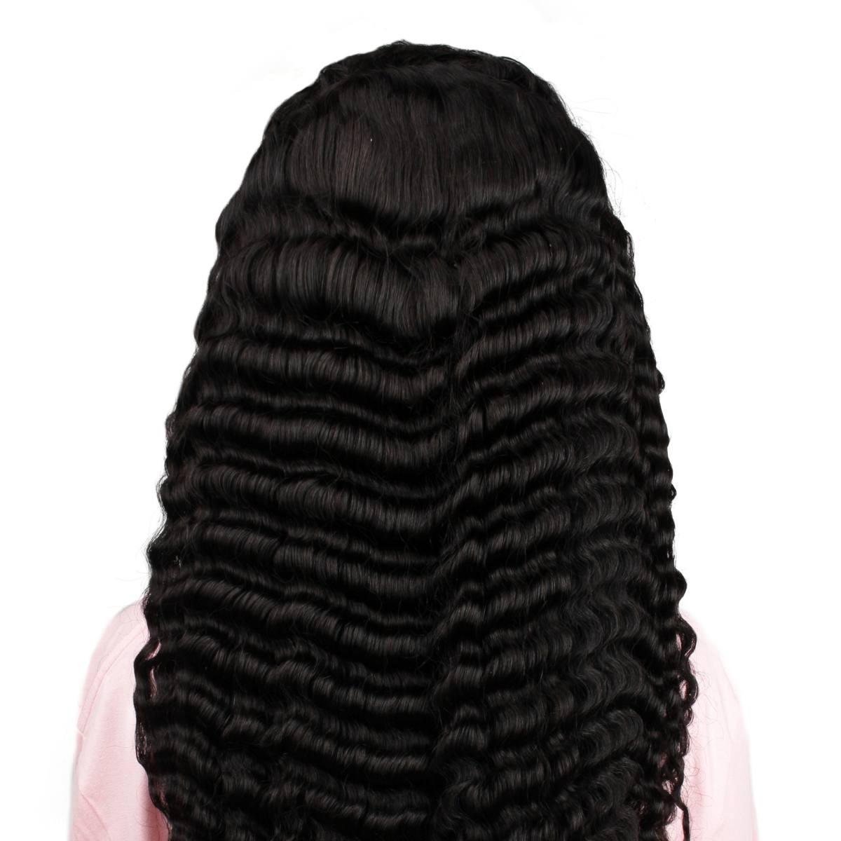 back of jet black deep wave hd lacefront wig