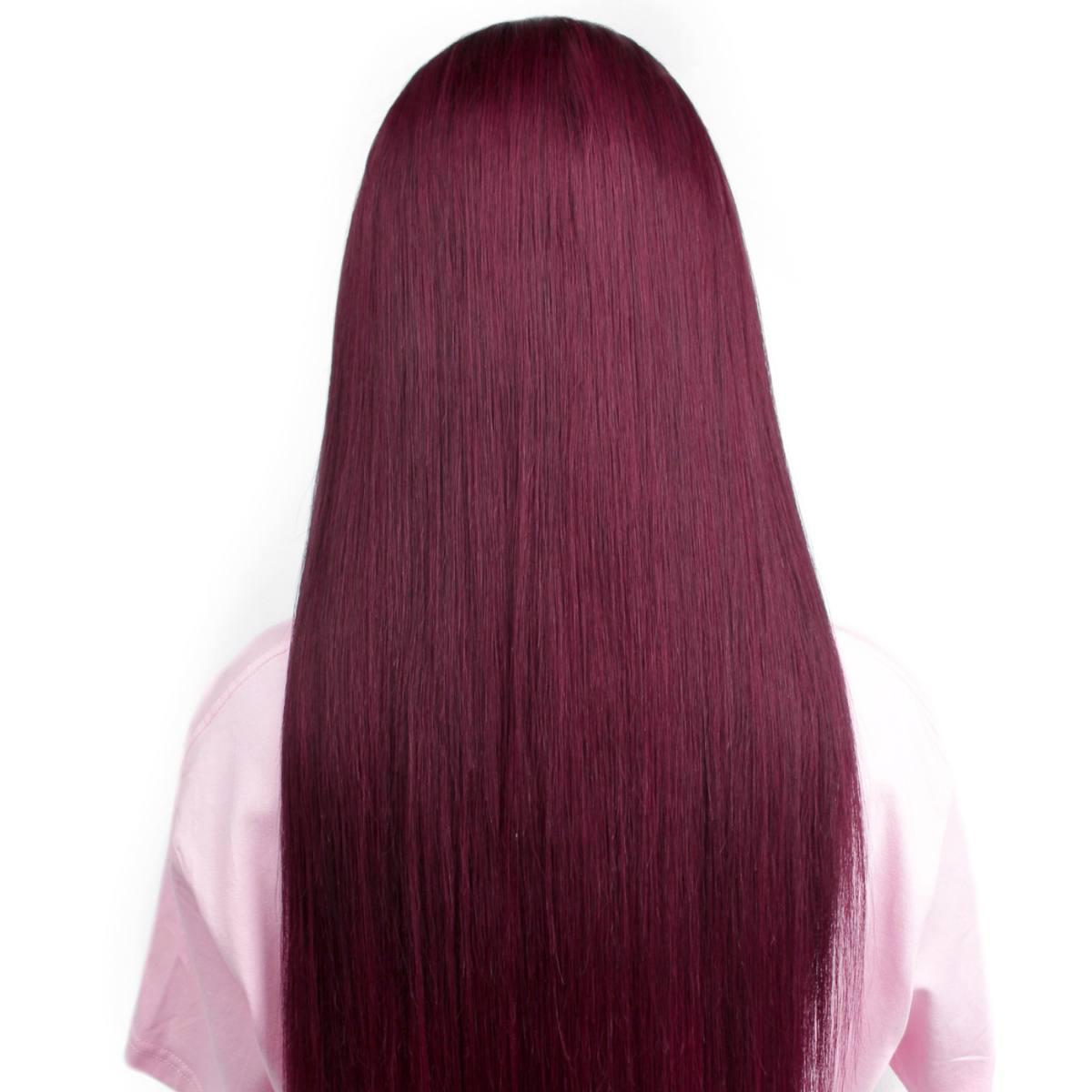 back of ombre  burgundy straight 13x6 hd lacefront