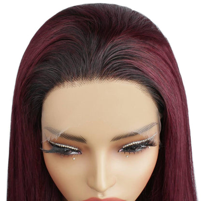 top of ombre burgundy straight 13x6 hd lacefront