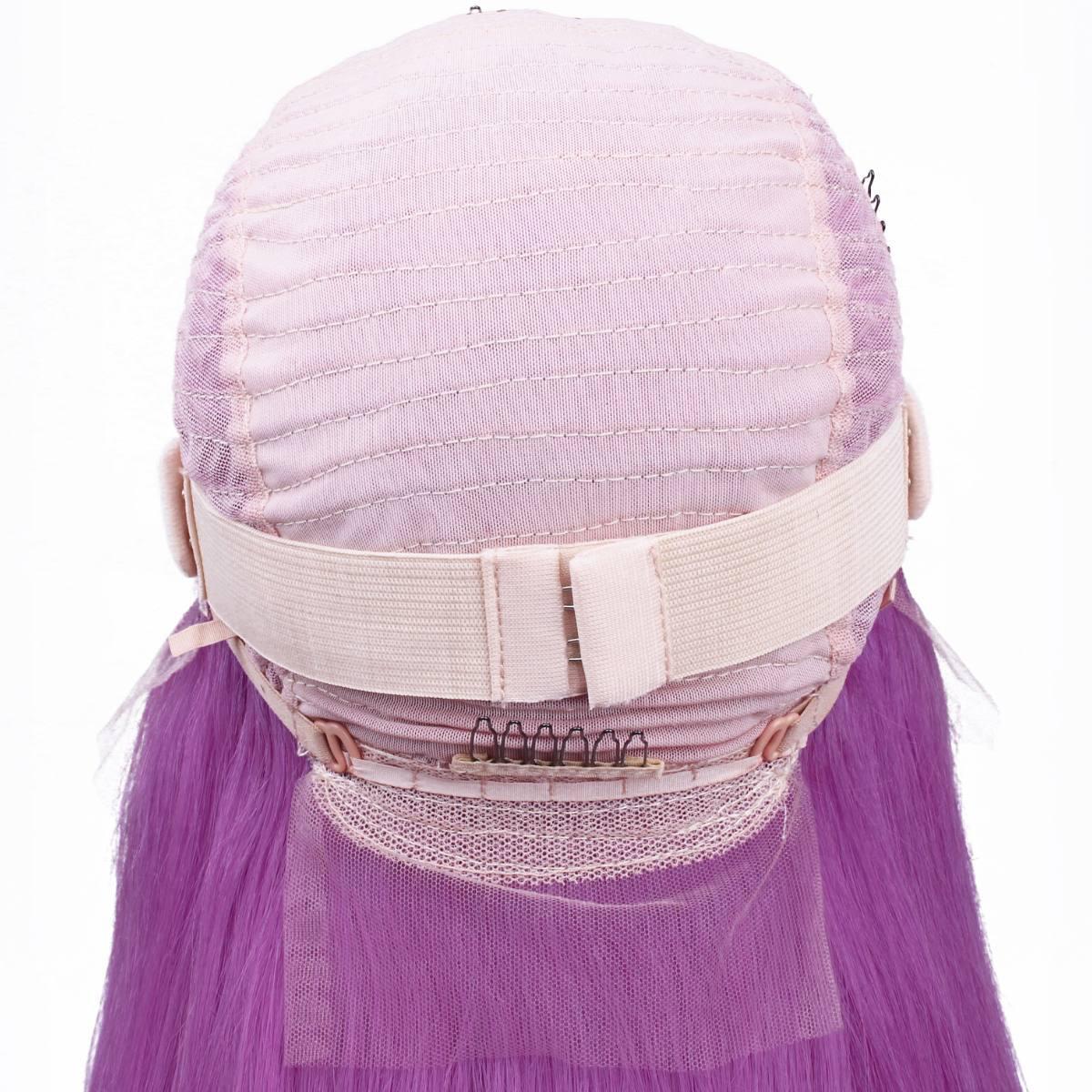 adjustable straps of purple straight lace front wig