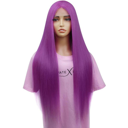 front of purple straight lace front wig