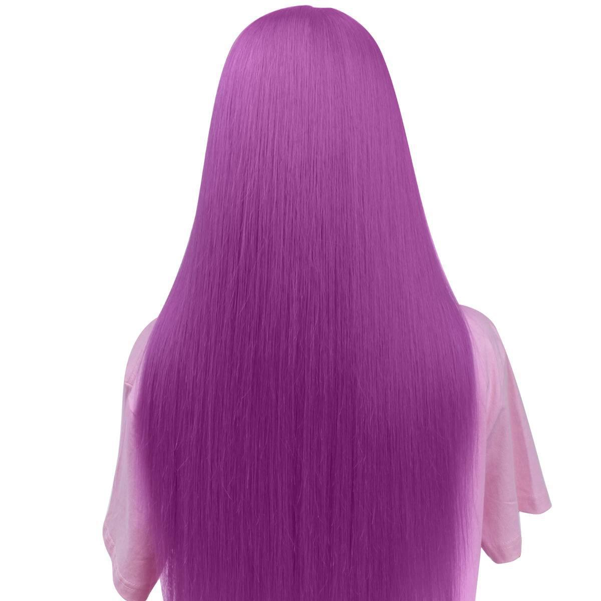 back of purple straight lace front wig