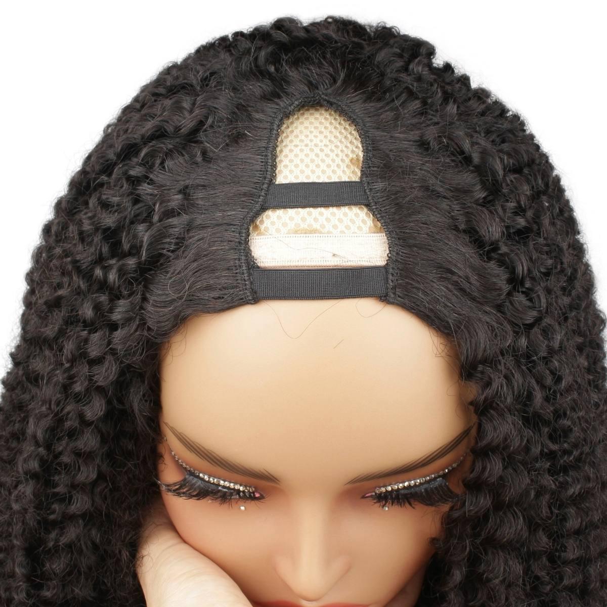 top view afro kinky curly v part wig