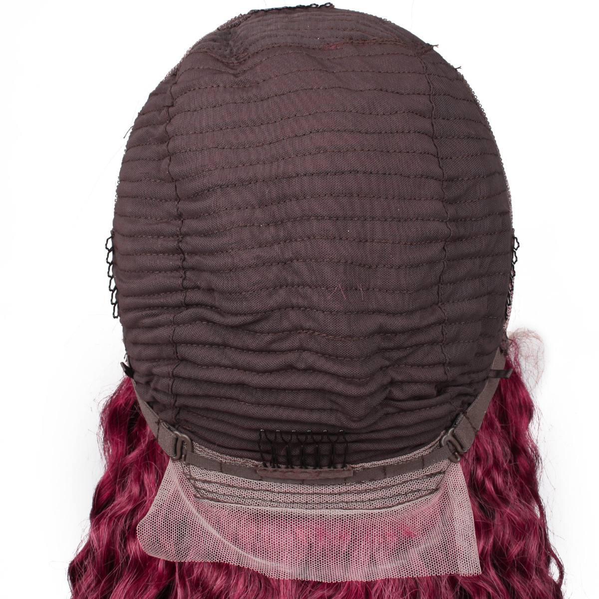 back of cap for Burgundy Curly 13x4 Transparent Lace Front Wig