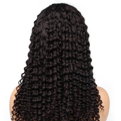 back of deep curl v part wig