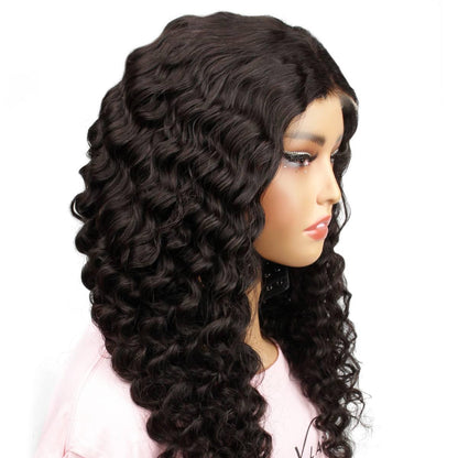 front side of deep wave 2x6 hd closure wig