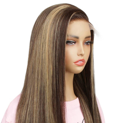 front side of Dark Highlight Straight 5x5 HD Closure Wig