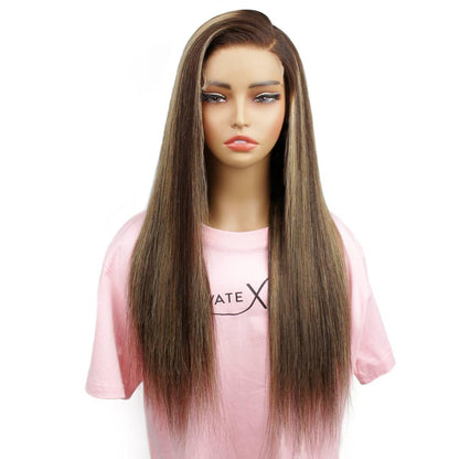 front of Dark Highlight Straight 5x5 HD Closure Wig