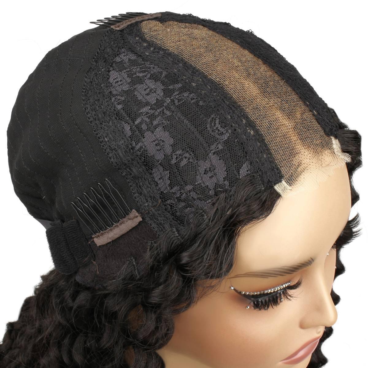 sideview of lace of kinky curly 2x6 hd closure wig