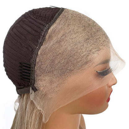 lace inside cap of Light Ash Blonde Straight 13x4 Lace Front Wig