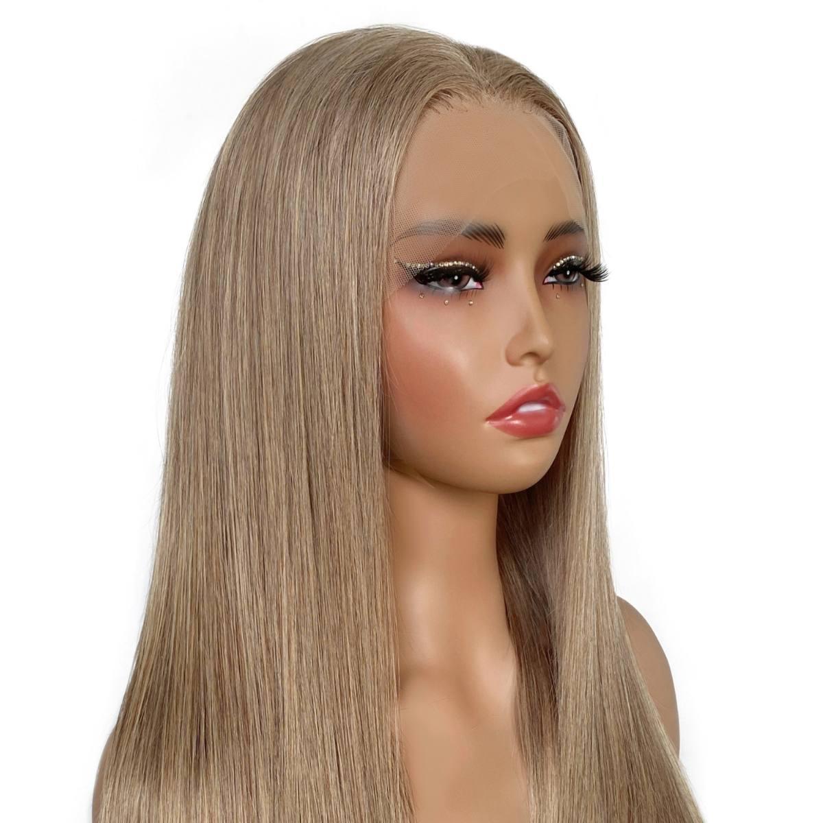 front side view of Light Ash Blonde Straight 13x4 Lace Front Wig