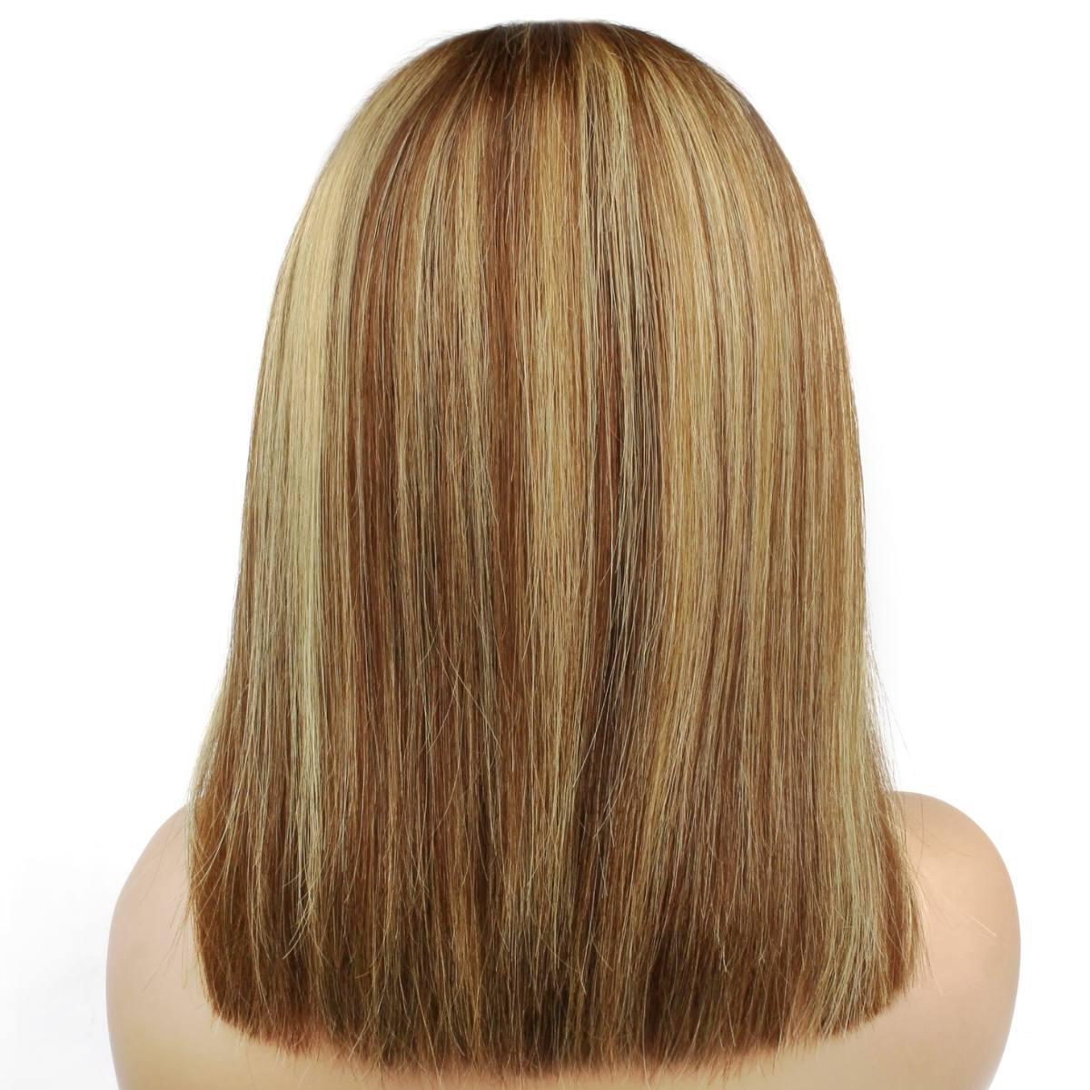 back view of Light Highlight Straight 13x4 Transparent Lace Front Bob Wig