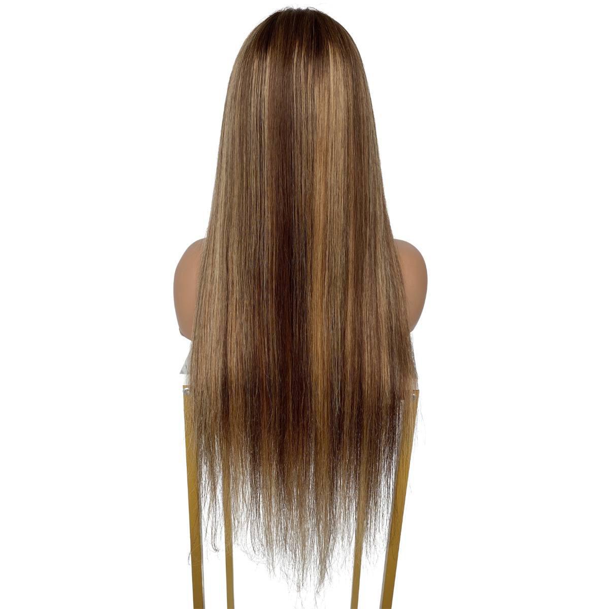 back of Light Highlight Straight 13x4 Transparent Lace Front Bang Wig