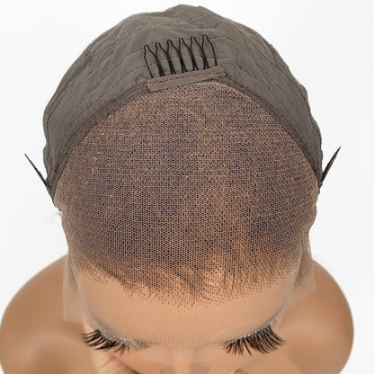 inside of cap lace view Light Highlight Straight 13x4 Transparent Lace Front Bang Wig