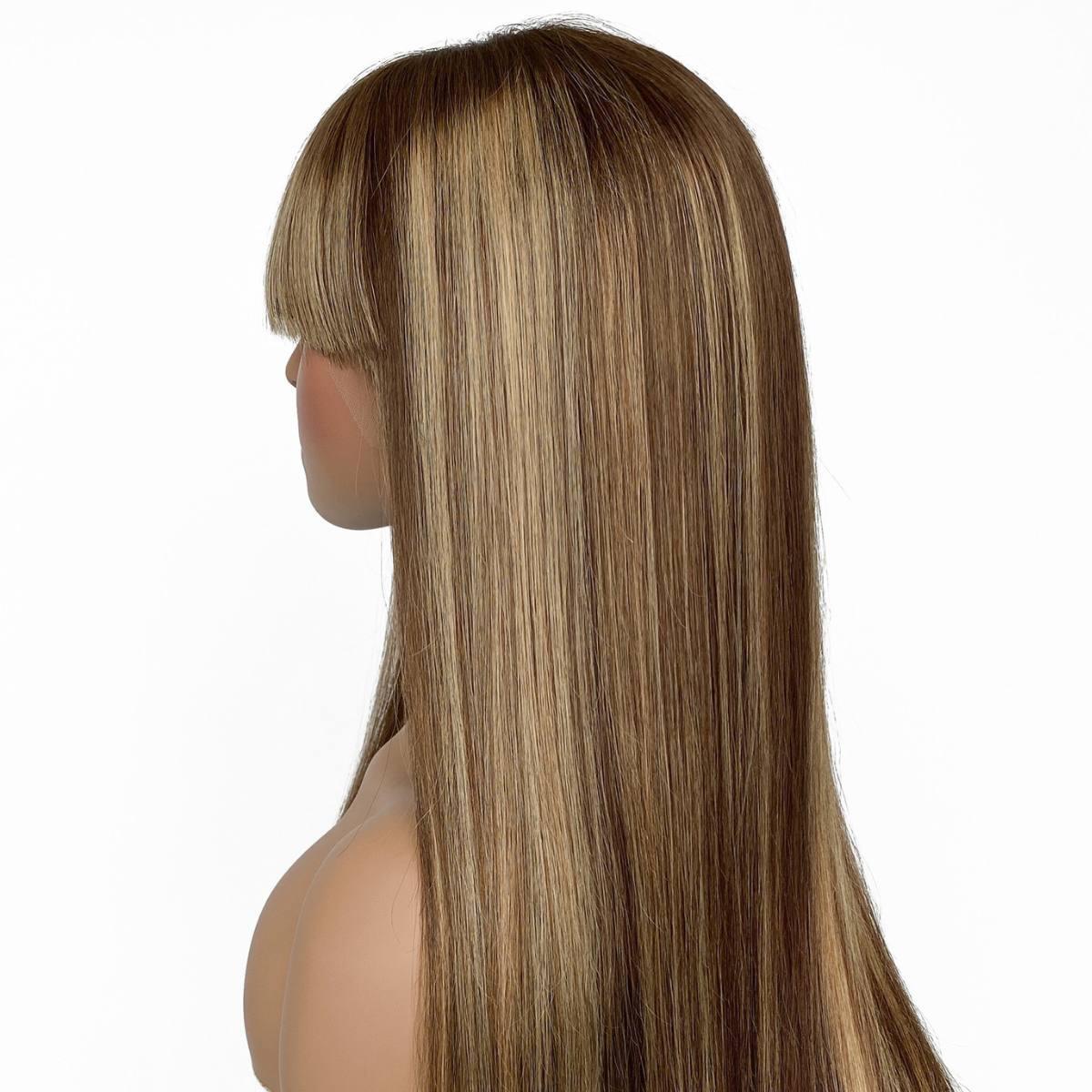 front side view of Light Highlight Straight 13x4 Transparent Lace Front Bang Wig