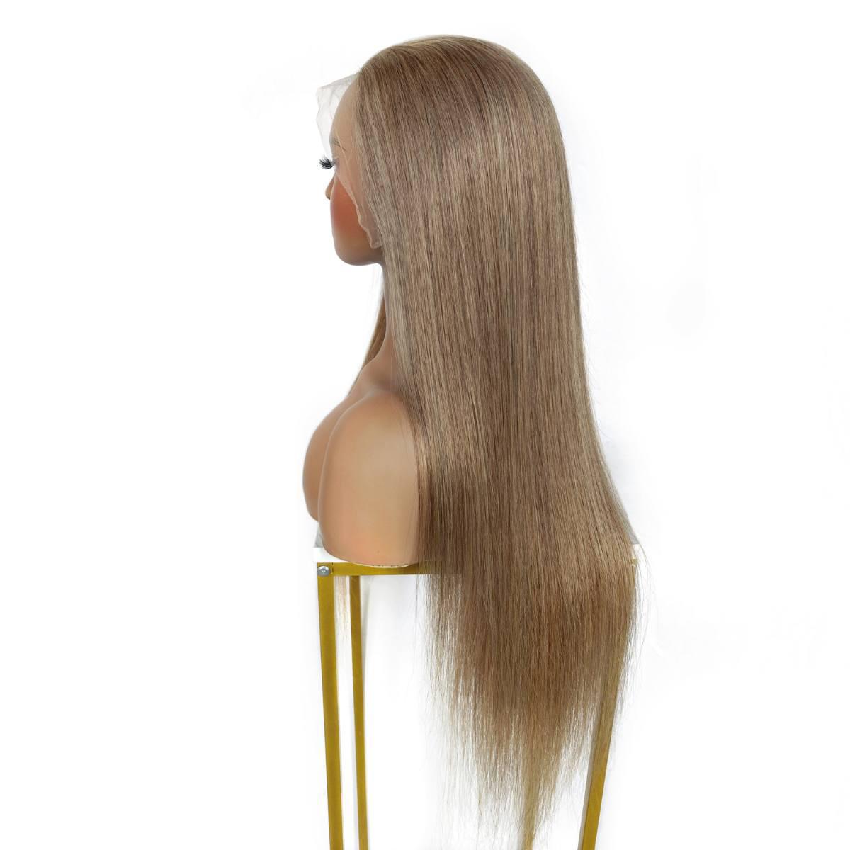 back side view of Light Ash Blonde Straight 13x4 Lace Front Wig