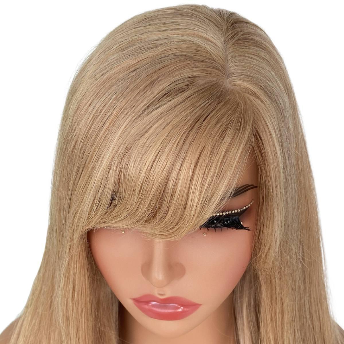 medium ash blonde straight capless wig