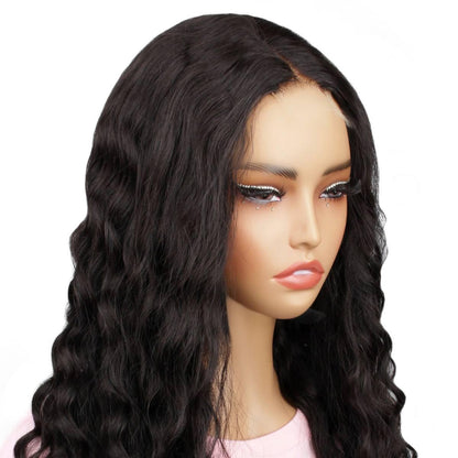 front side view of natural wave 2x6 hd closure wig