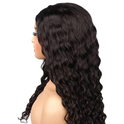 backside view of natural wave v part wig