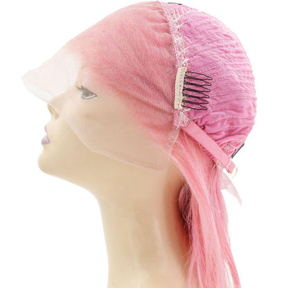 side view of lace for cotton candy bob wig