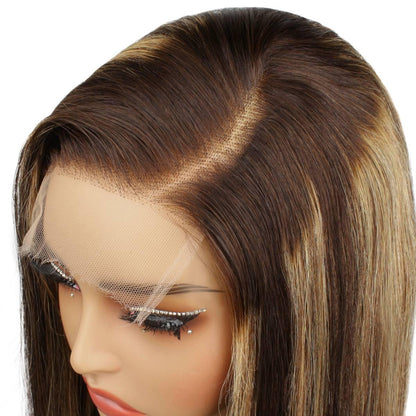 side part for Dark Highlight Straight 5x5 HD Closure Wig