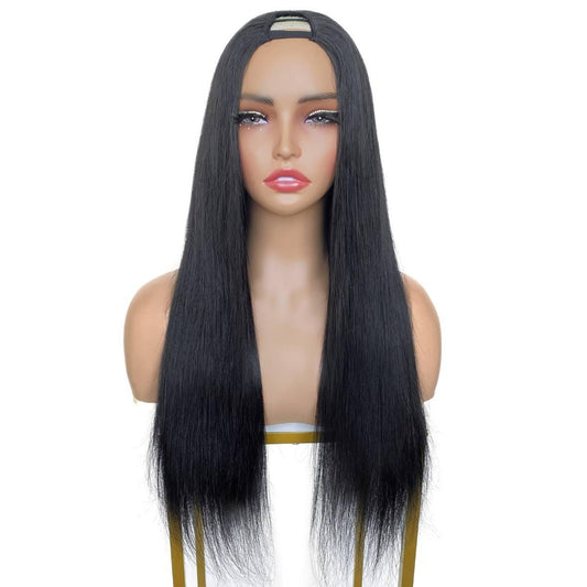 front view of straight v part wig