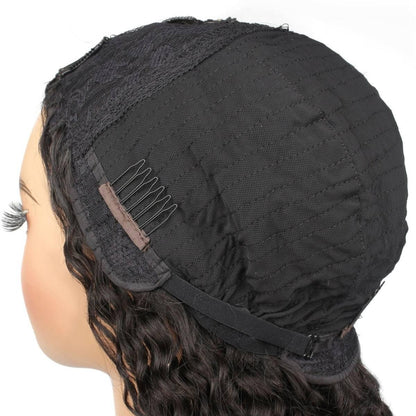 back of cap view for tight curl v part wig