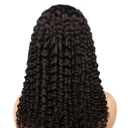 back of tight curl v part wig