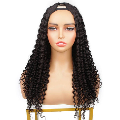 front of tight curl v part wig