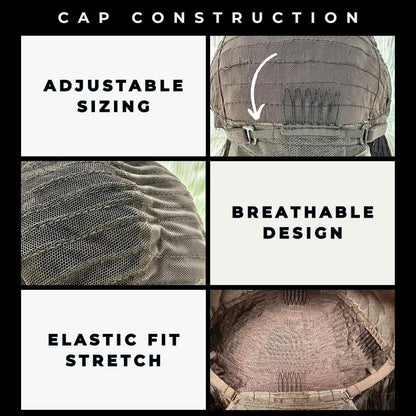 Cap Construction - Adjustable sizing - breathable wig cap - elastic stretch fit