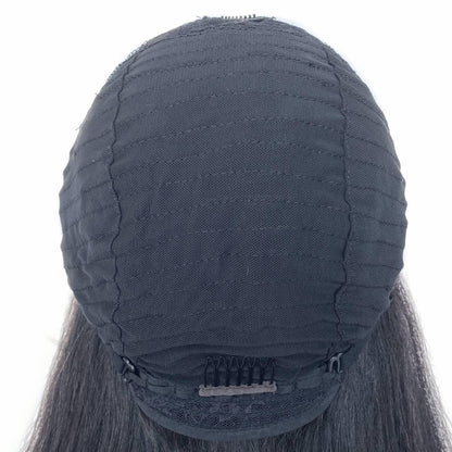 yaki straight v part inside of wig back view